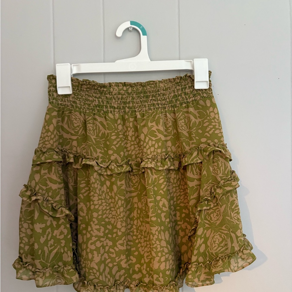 Urban Outfitters Olive Floral Mini Skirt